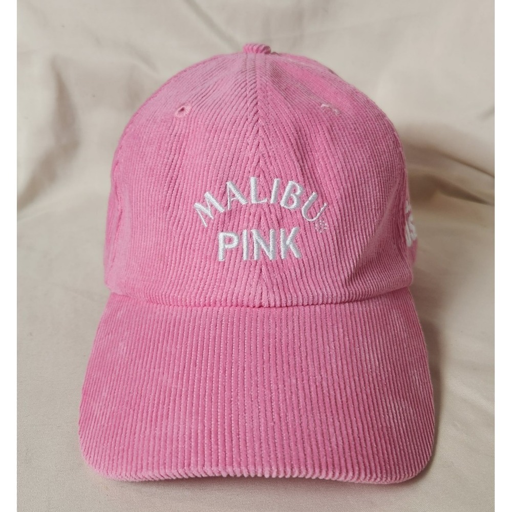 PINK Victoria Secret Corduroy Baseball Cap Hat Malibu Pink Embroidered Strapback
